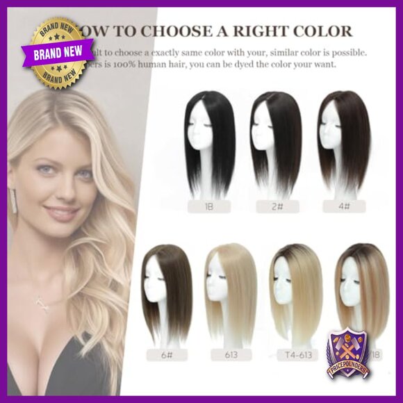16-Inch Real Human Hair Topper for Thinning Hair, Lace Base main image 5